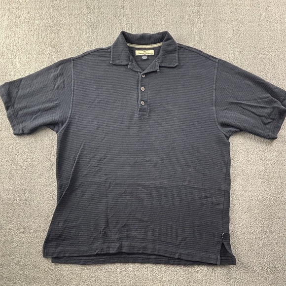 Tommy Bahama Other - Tommy Bahama Polo Shirt Adult Large Black Short Sleeve Silk Blend Casual Men's